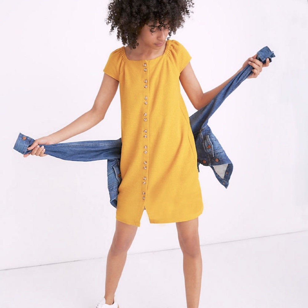 Madewell Mustard Yellow Mini Dress